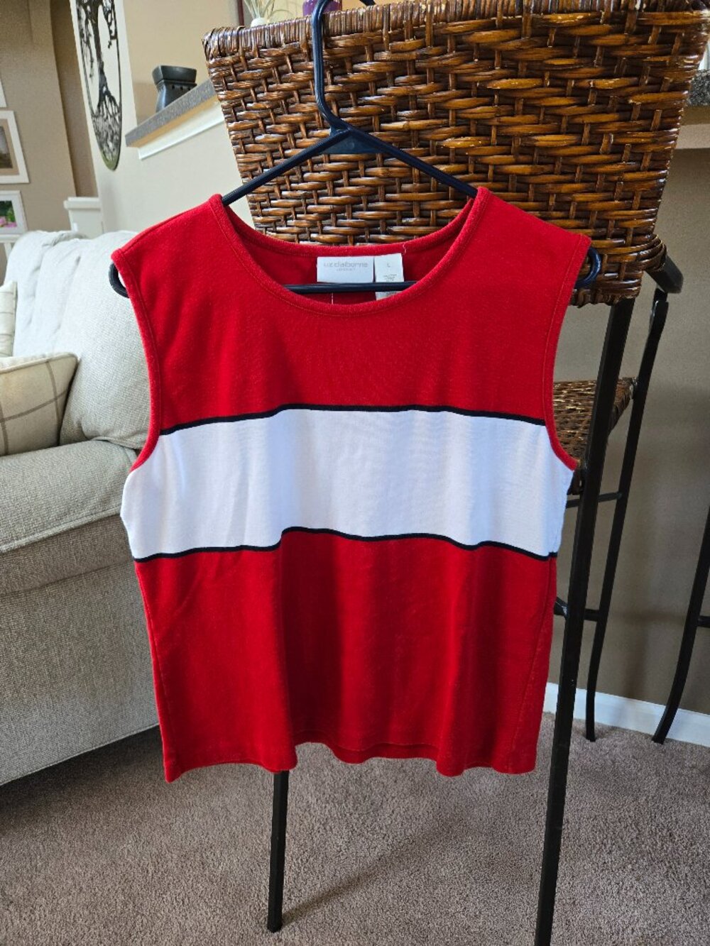 Liz Claiborne, Lizsport, sleveless shell/tank top, sz large; cotton